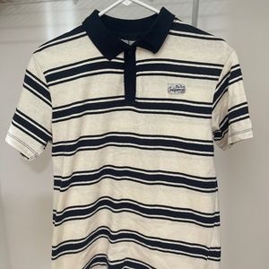 Striped California Boys 14-16 navy and white polo never worn